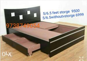 New queen size double cot with storge 5/6.5feet 