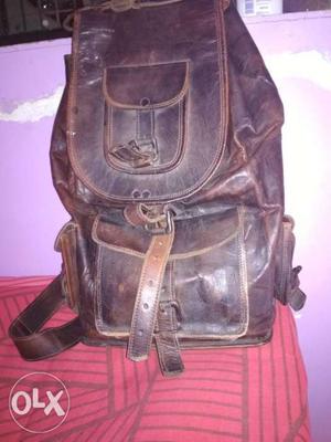 Original leather bag dark brown coffe color