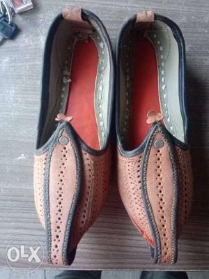 Pair Of Brown-and-black Leather Jutti Shoes