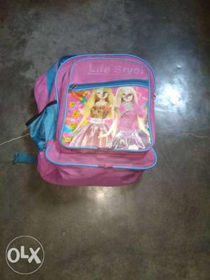 Pink And Yellow Barbie-print Backpack