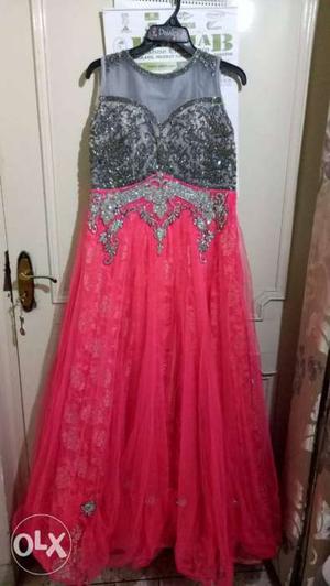 Pink heavy gown not used long gown party wear
