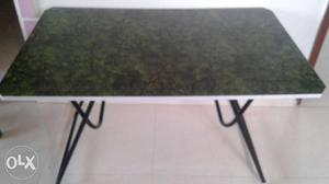 Rectangular Black Metal Framed White Wooden Top Table