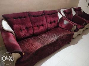 Red And Brown Floral 3-seat Sofa