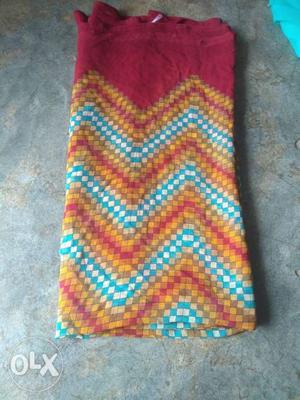 Red, Blue, And Yellow Knitted Textile