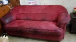 Red Suede 2-seat Sofa