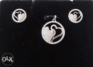 Silver-925Pendant And Pair Of Earrings