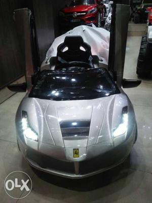 Silver metallic Ride On Toy Car Ferrari style for kids 1 yrs