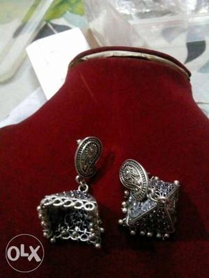 Silver oxydized jhumka with bids