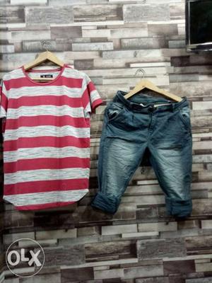 Tshirt (L) size jeans (32) brand new