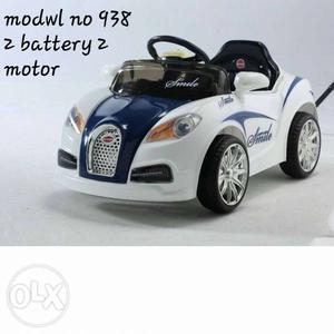 White And blue Ride-on Toy Car Bugati for kids 1 yrs to 4