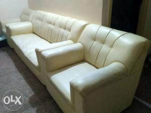 White Leather 5-seater Sofa