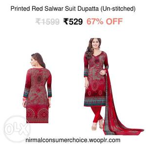 Women's Red Salwar Suit Dupatta