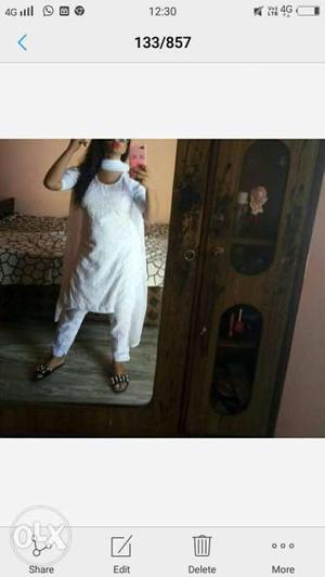 Women's White Salwar Kameez Dress