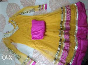 Yellow And Pink Kameez Dress