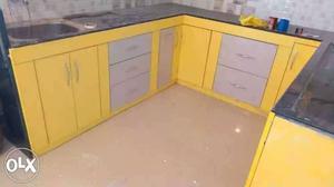 Yellow And White Wooden Cabinet