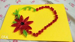 Yellow, Red, And Green Floral Heart greeting card