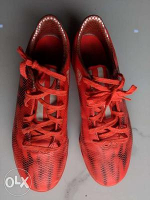 Adidas F10 TF Football Shoes - Red/Orange colour.