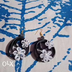 Black Floral Hook Earrings
