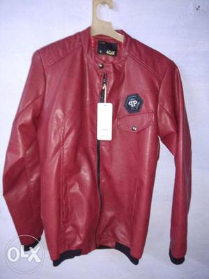 Brick red leather jacket