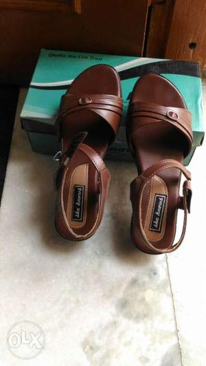 Brown Leather Ankle-strap Flat Sandals With Box