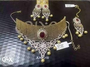 Diamond Necklace with Tikka