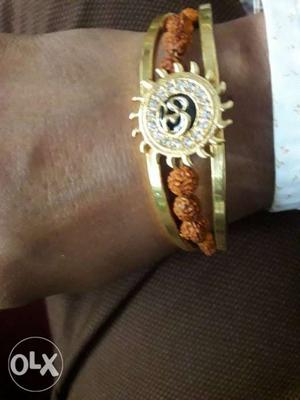 Gold-colored Gemstone Encrusted Bracelet