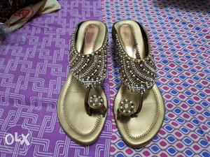 Golden Bridal Sandals used only once for 1 hour