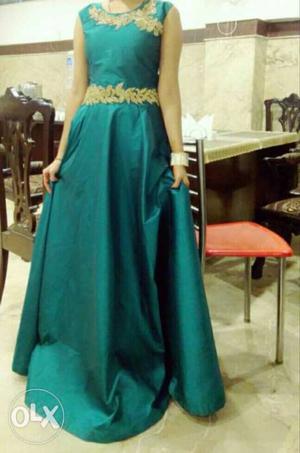 Green color gown