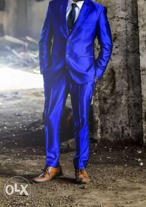 Men's Blue Formal Suit Jacket And Pants
