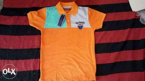 Orange And White Tommy Hilfiger Polo Shirt