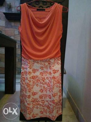 Original price . Floral printed orange dress.