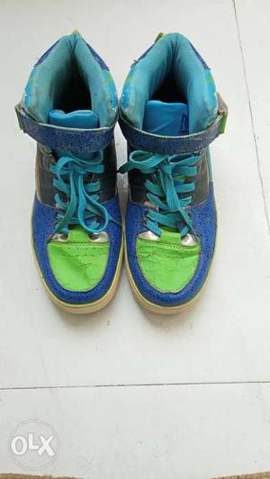 Pair Of Blue-and-green High Top Sneakers orginal spot bot 2