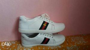 Pair Of White Gucci Low-top Sneakers