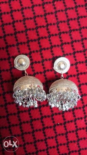 Pair Of Women's Silver-colored Dangling Earrings