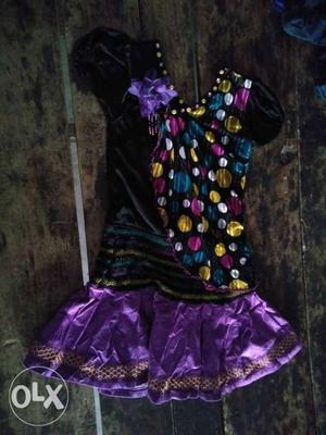 Purple And Black Floral Spaghetti Strap Dress