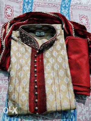 Red And Golden Sherwani Suit 4 months ago purchased