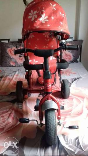 Toddler's Red And White Floral Trike
