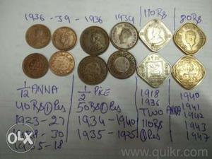 12.pes.lot. 750Rs British india mixed coin
