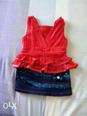 Baby girl's (3-6 months) frock, combo of 3.