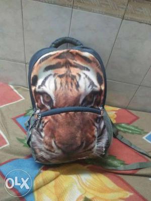 Black And Multicolored Tiger Print Backpack