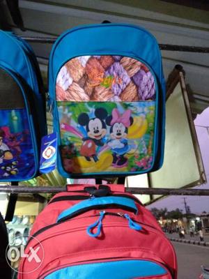 Blue Mickey And Minnie Mouse Backpack