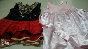 Frocks for girl in pink and red colour rupee 750