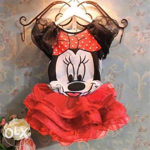 Girl's Black And Red Minnie Mouse Dress