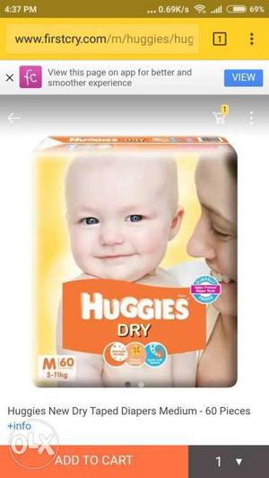 Huggies medium size 60 count diapers at cheap