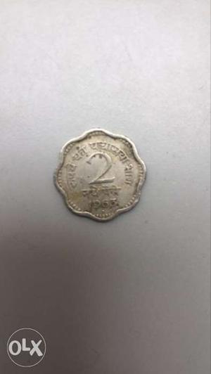 Indian 2 paisa coin year 