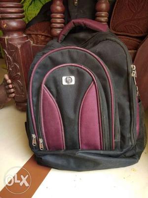 Maroon And Black HP Backpack