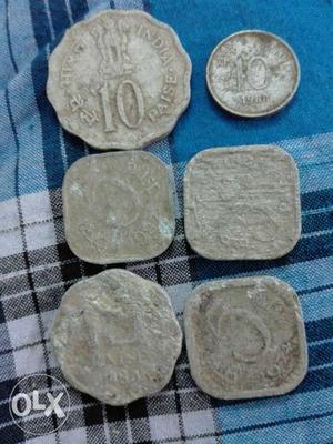 Old 10 and 5 paisa coins