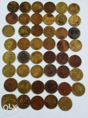 Old Indian 1 paisa copper Coins
