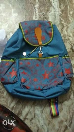 Orange And Blue Star Print Backpack