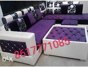 Purple And White Living Room Set